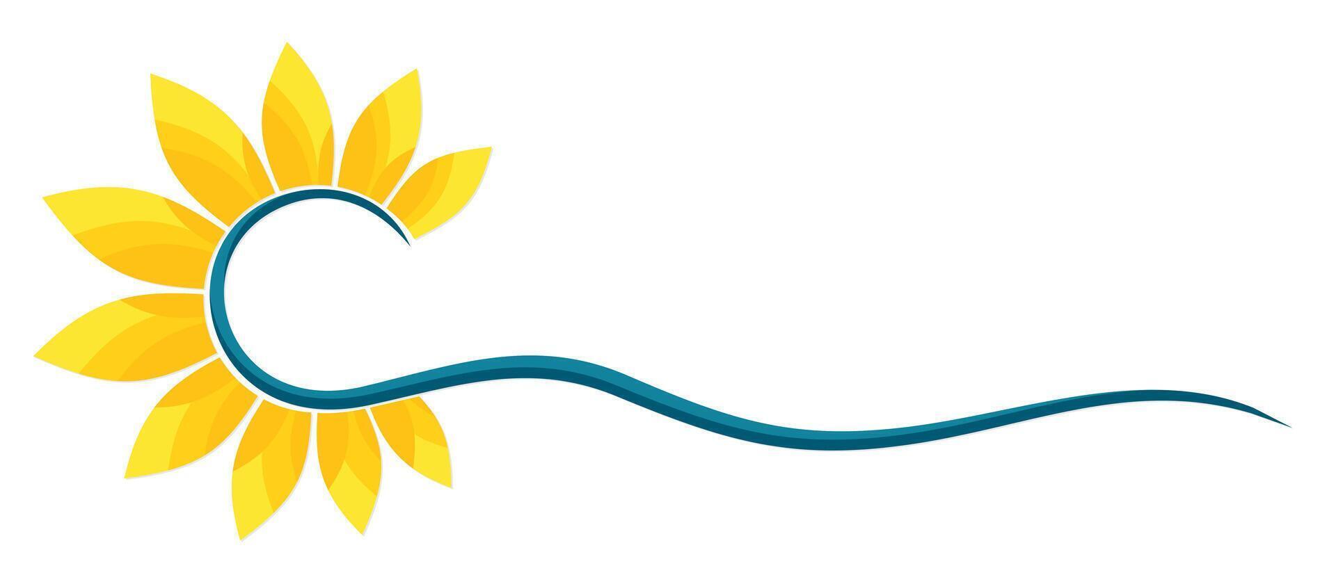 A logo of dawn of the sun with blue wave. vector