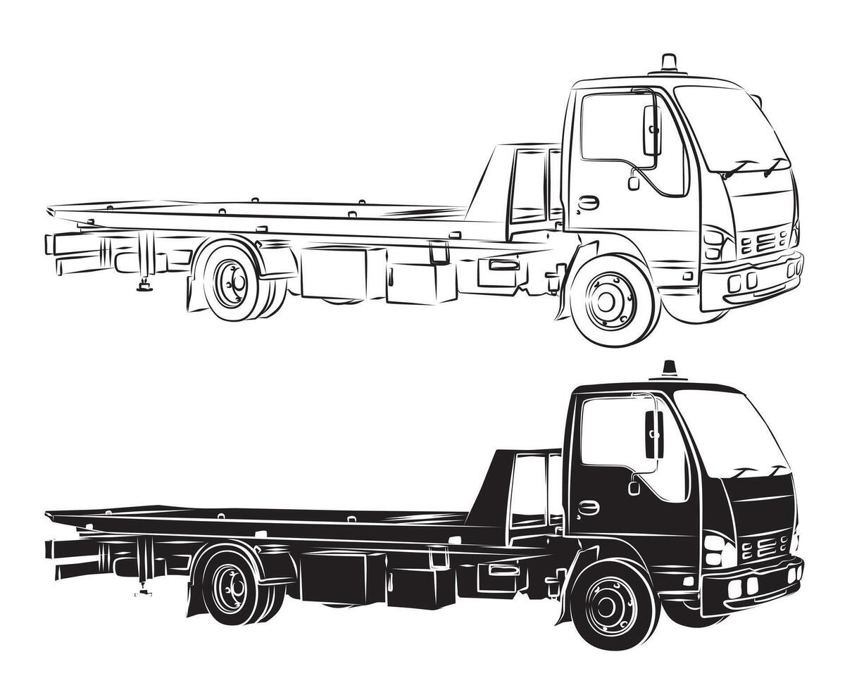 Sketch of a big city tow truck. vector