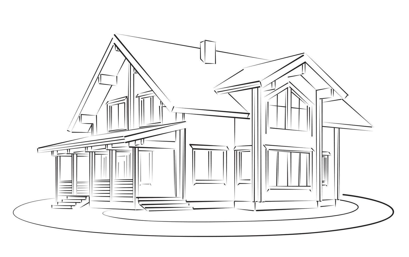 The Sketch of a wooden house. vector