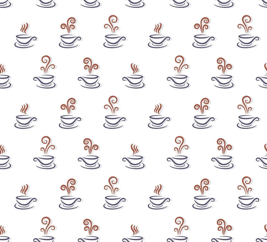 Seamless background with coffee cups. vector
