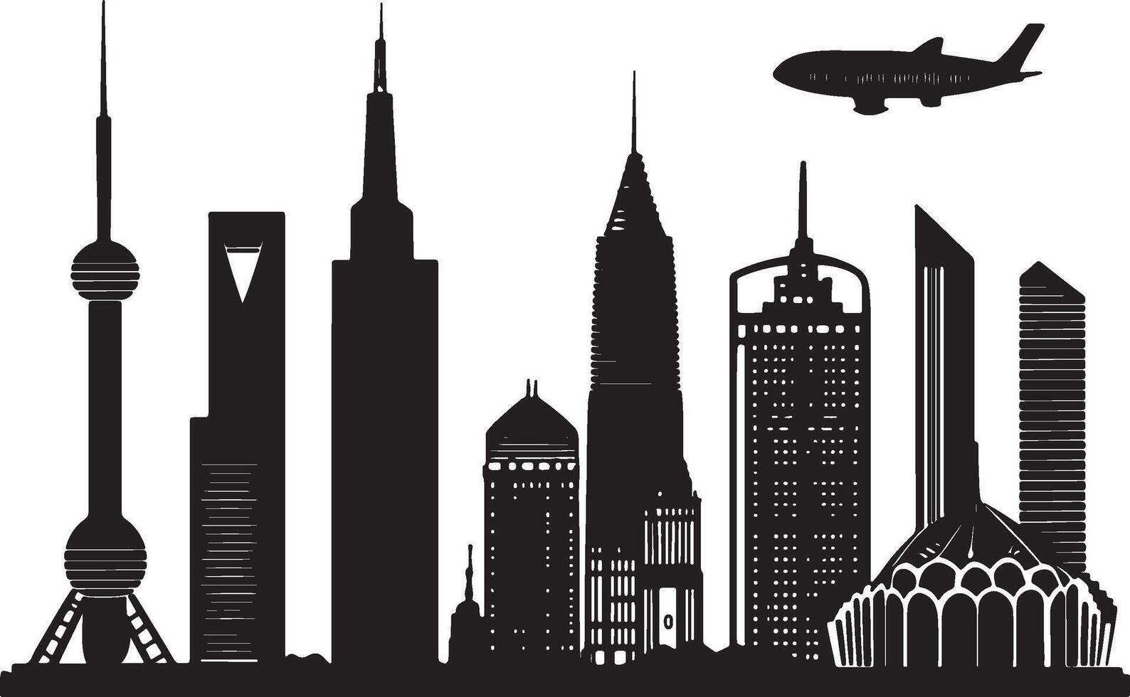 shanghai skyline illustration vector