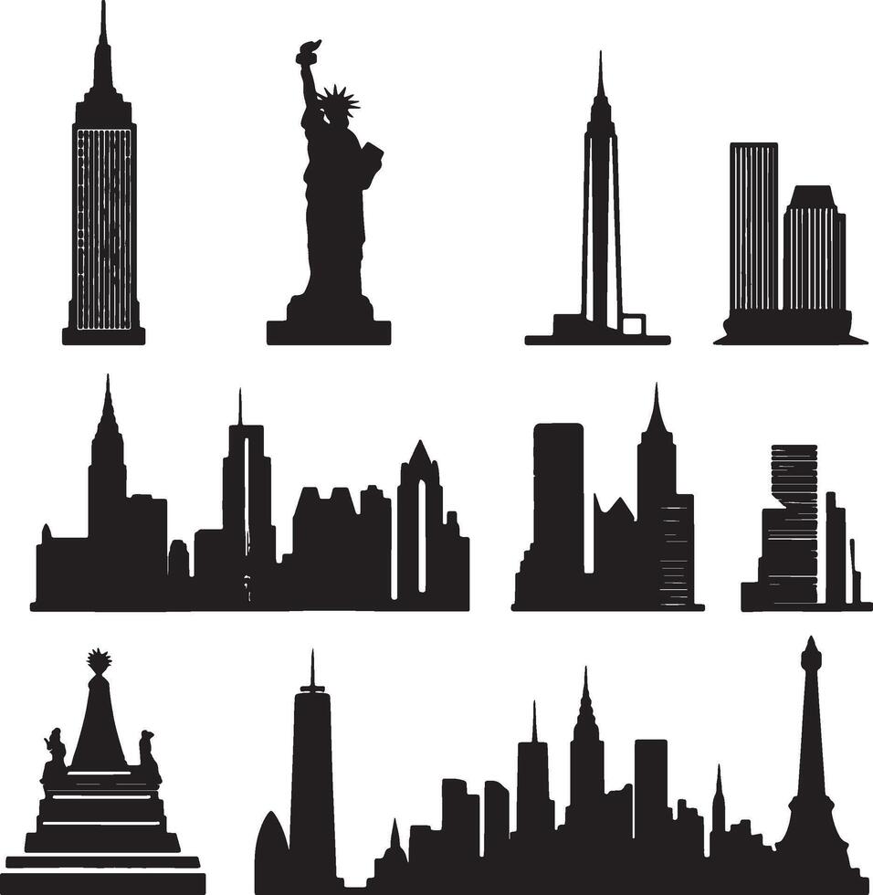 new york city skyline silhouettes illustration vector