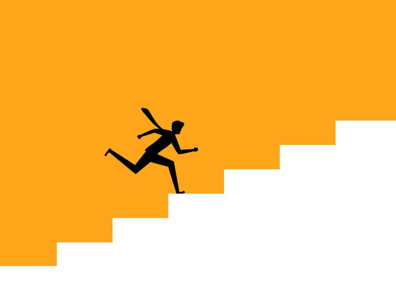 man running up the stairs of success.Business concept vector