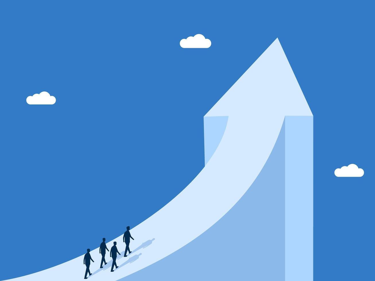 Leader growing, Businessman team walking on the growth arrow vector