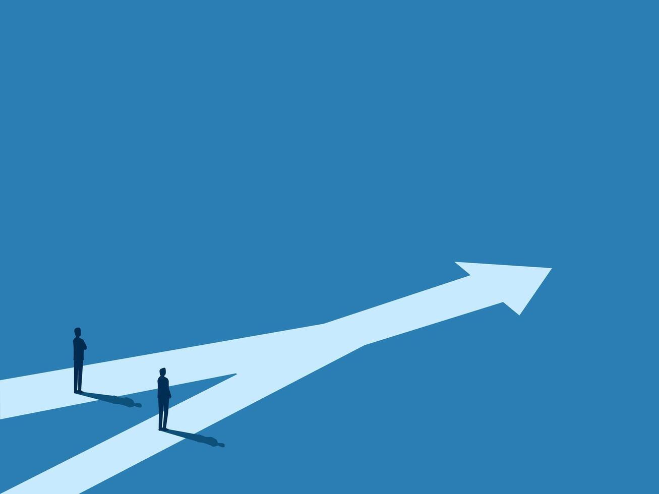 Inspiration, Two businessmen walk different business paths but have the same destination vector