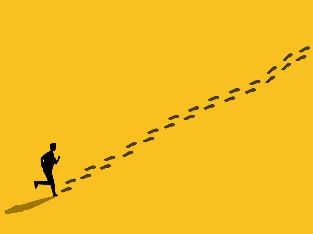 Following the footsteps of the prototype, inspiration, businessman running in the footsteps vector