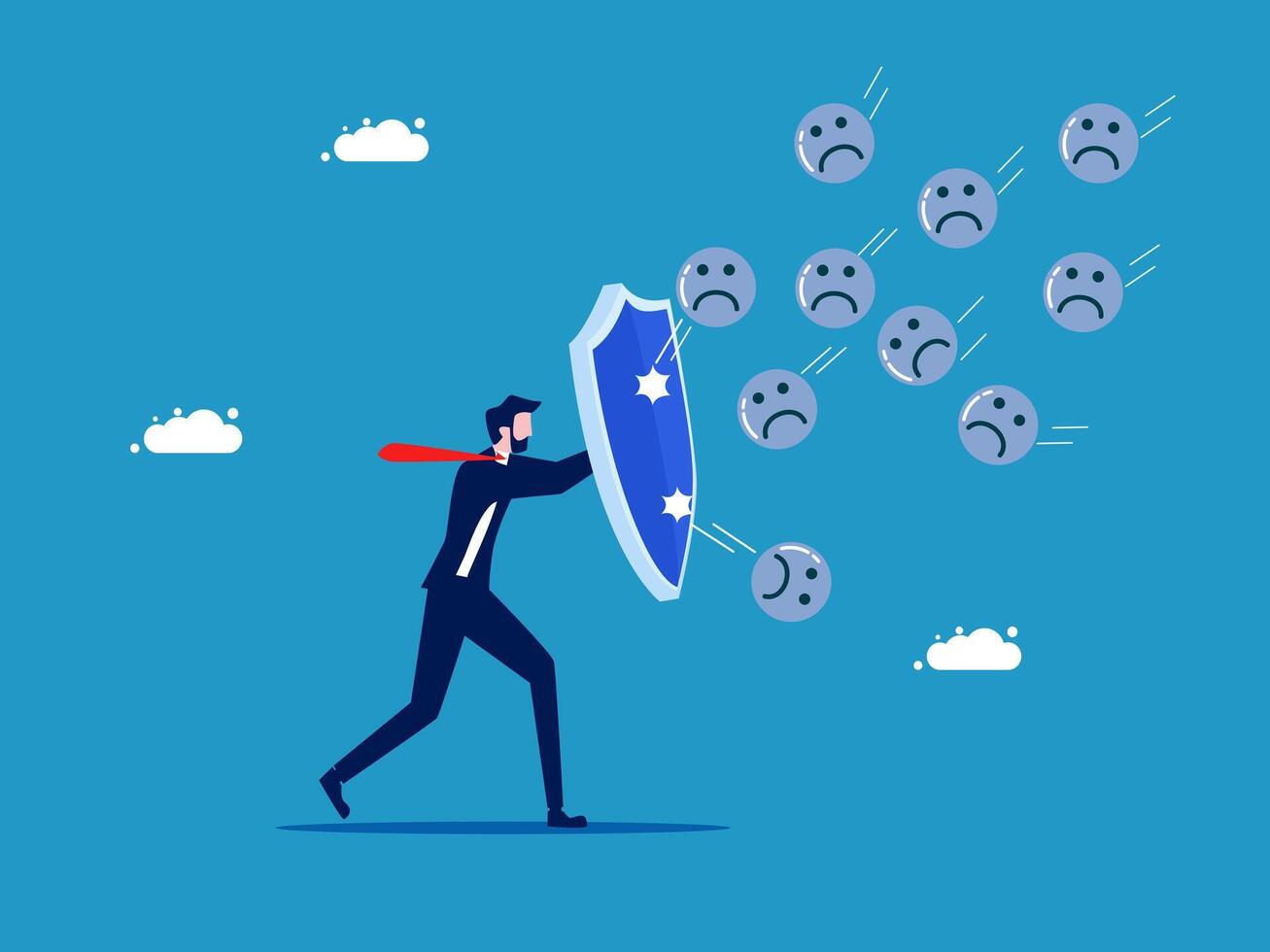 businessman with shield and shield of emotions, illustration vector