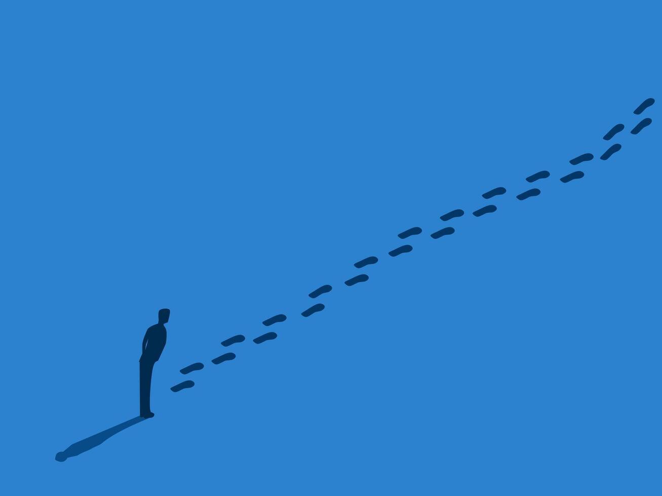 Inspiration ,Follow in footsteps ,Leadership ,Businessman analyzes footprints vector