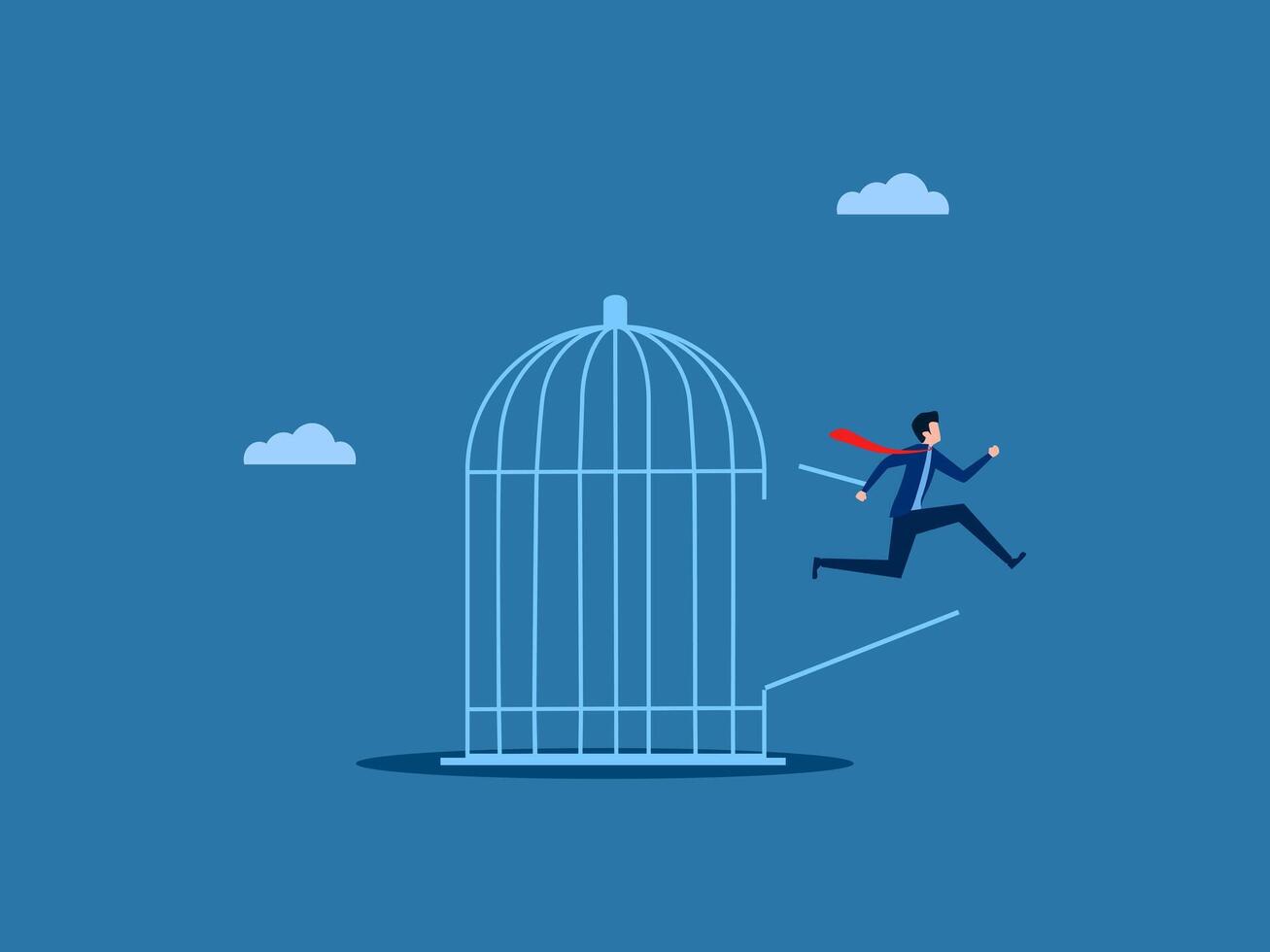 Freedom, Businessman jumps out of cage vector