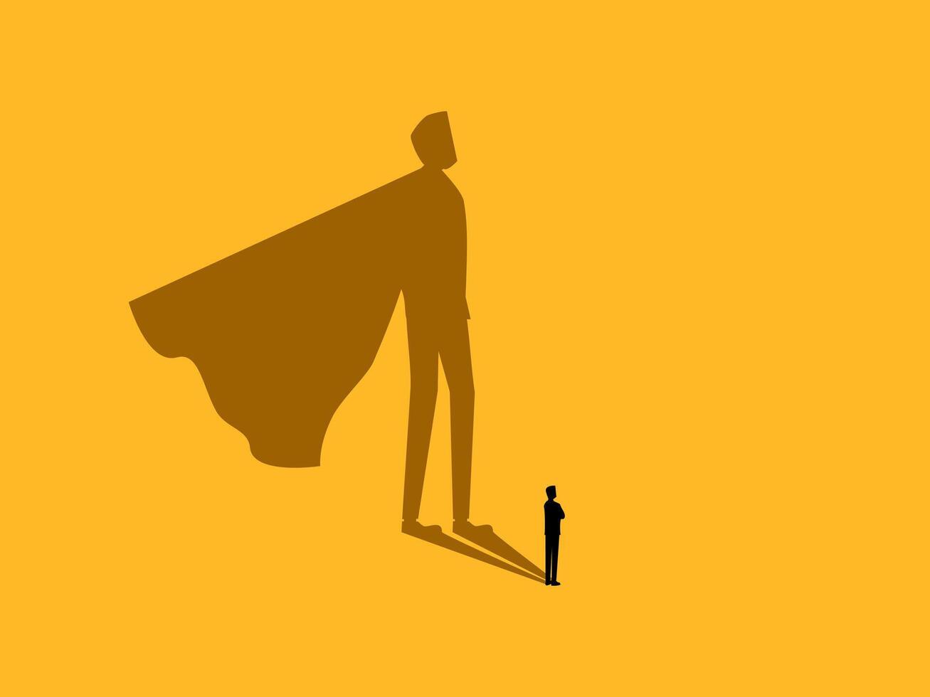 Strength, self confidence ,Businessman with super hero shadow vector
