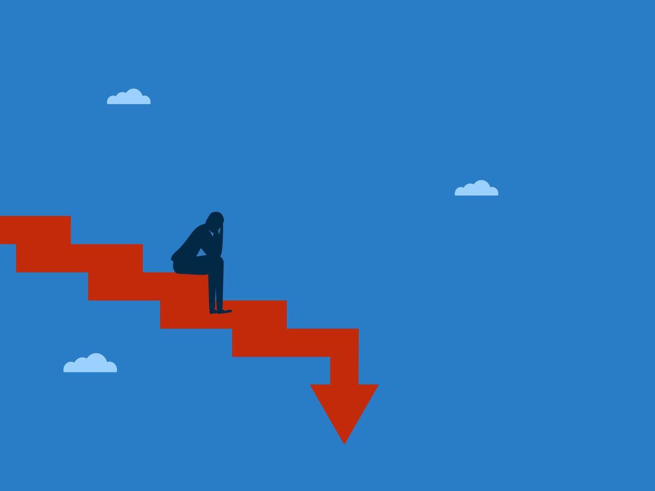 Businessman on the Ladder Leading to Collapse Stock Market vector