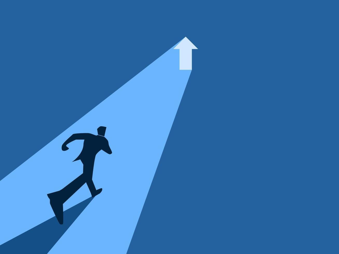 Career growth, Businessman running on the arrow pointing up vector