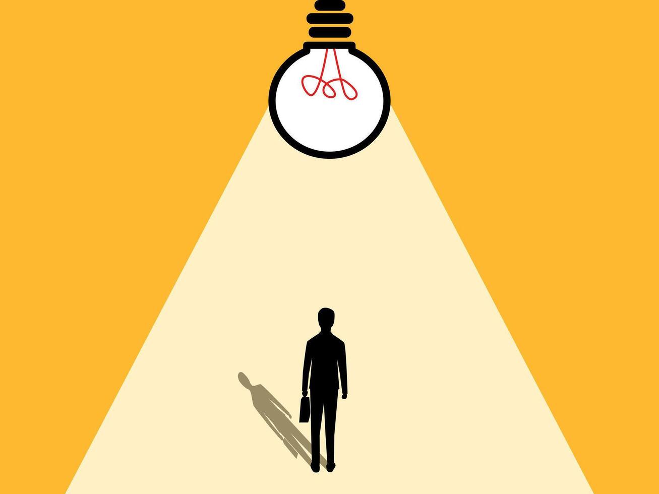 Light guides thoughts, Businessman and light bulb team vector