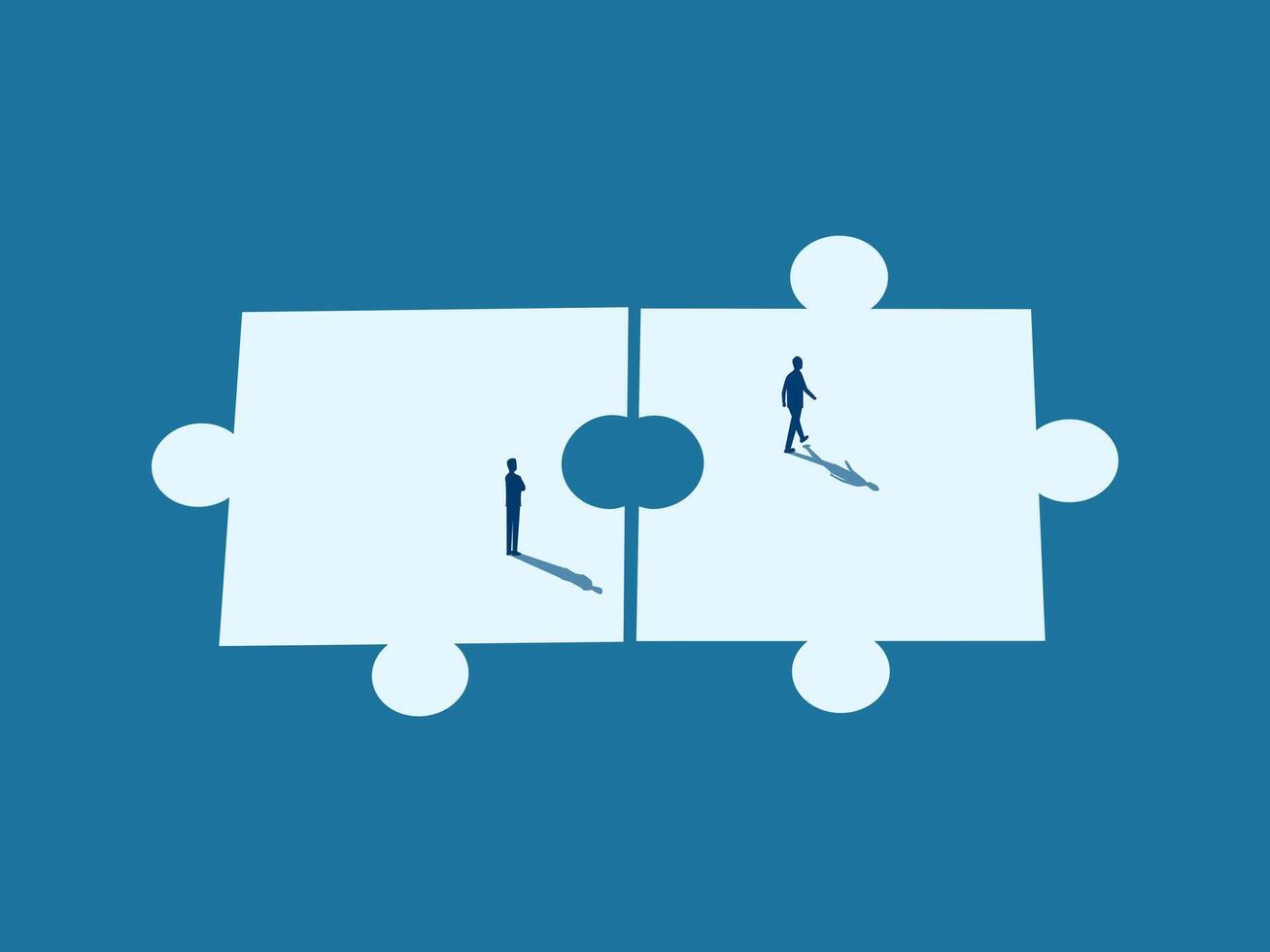 Conflict two businessmen part ways because of mismatched jigsaw pieces vector
