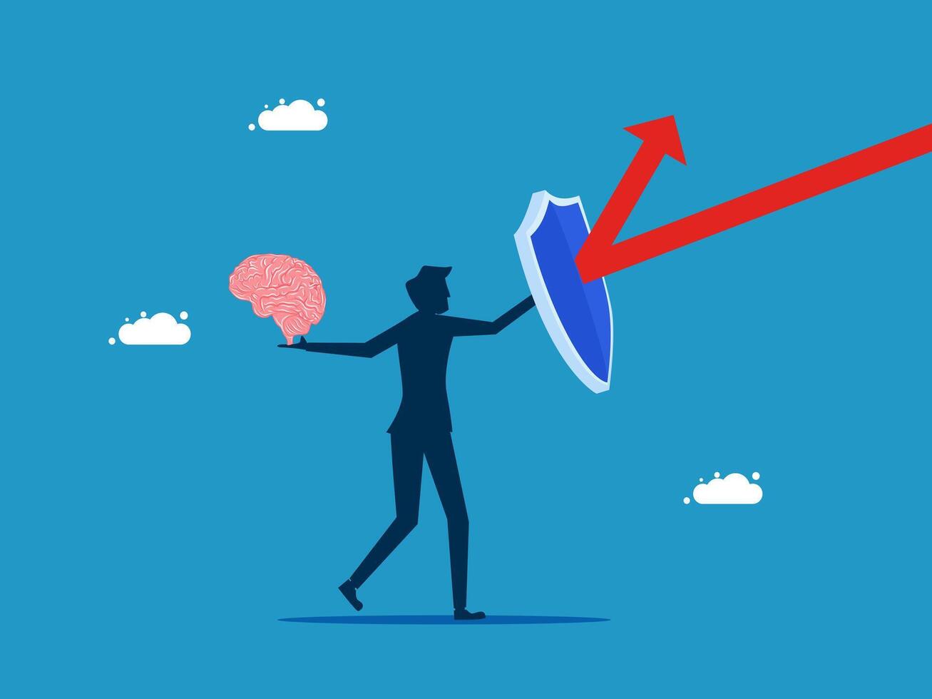 a businessman holding a shield with a brain on it vector