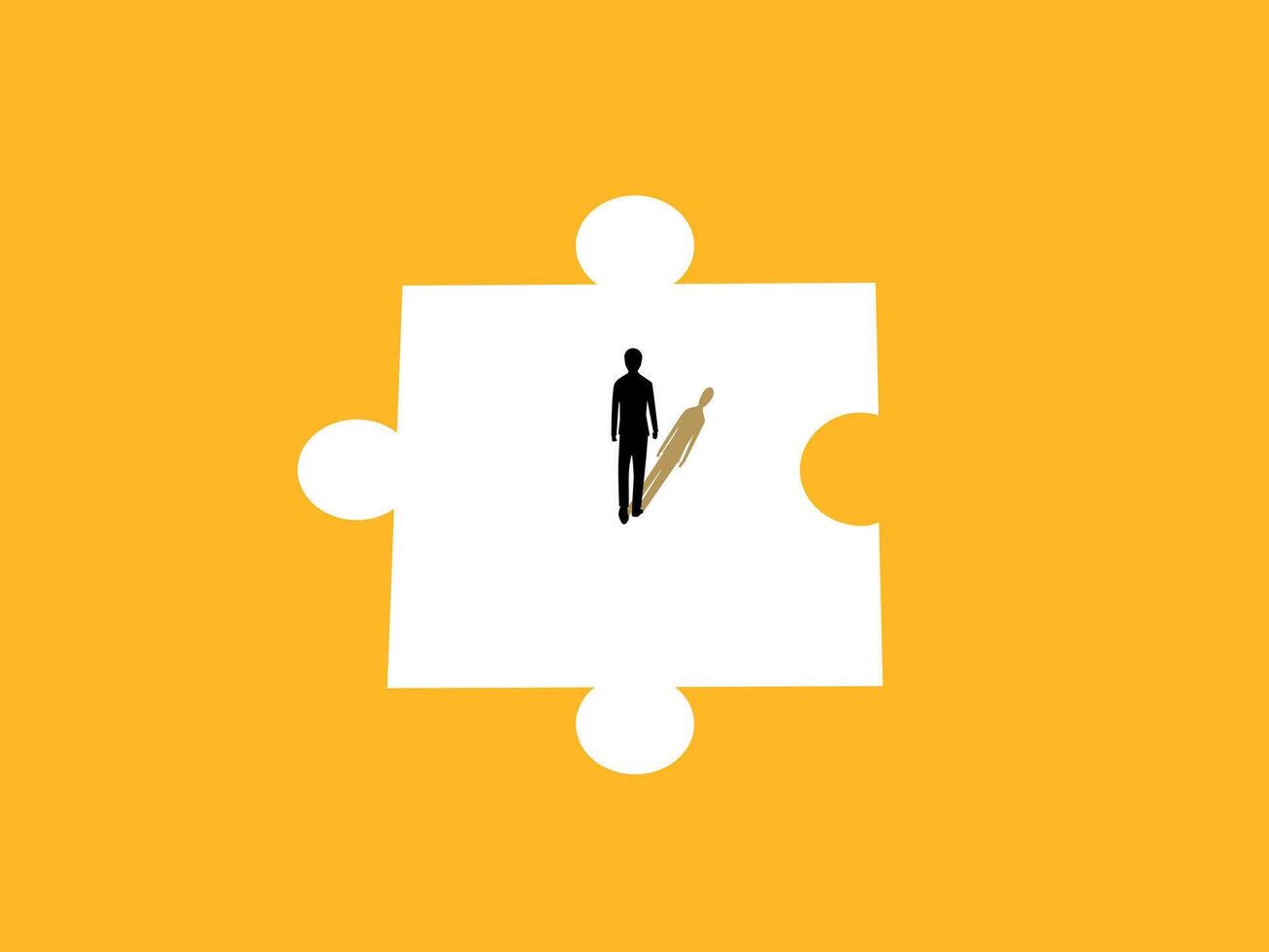 Businessman walks on an incomplete puzzle piece. vector