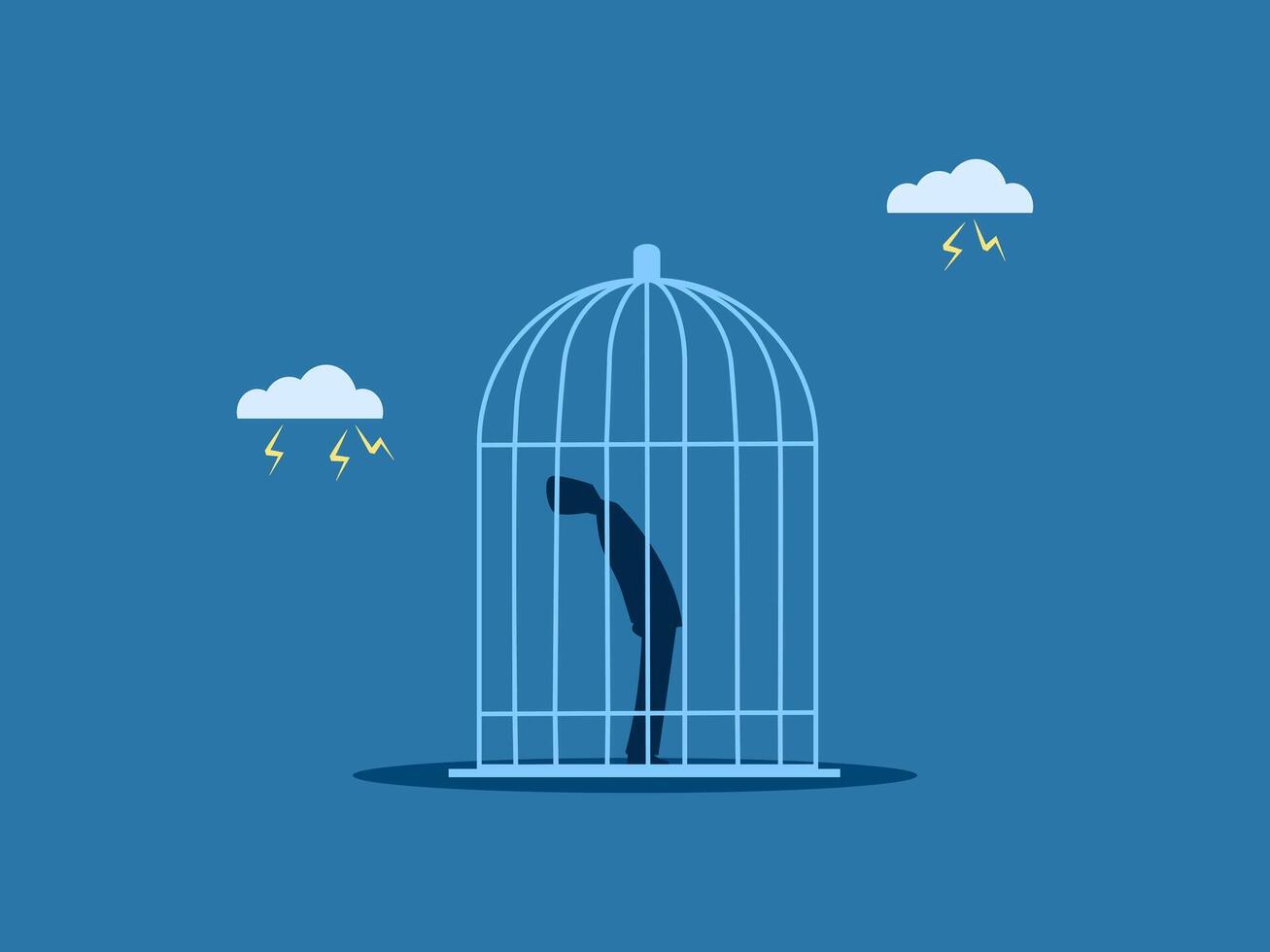 Domestic violence, people locked in a cage vector