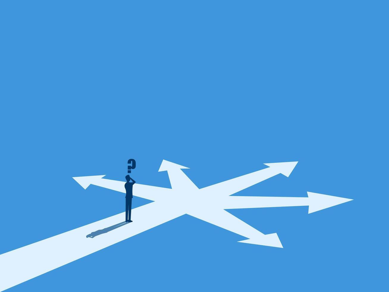 Choose a career ,Businessman standing at a crossroads following the arrows vector