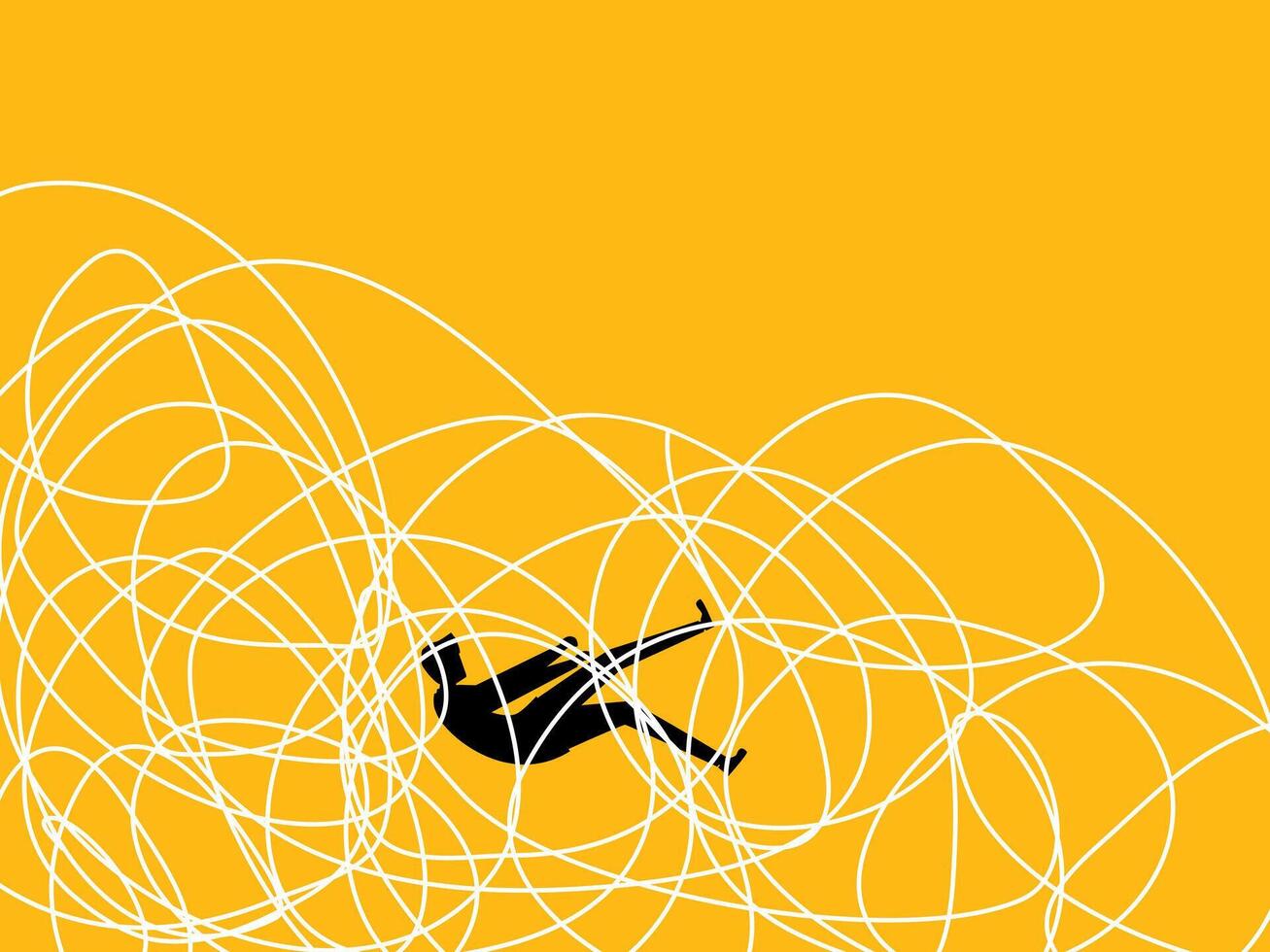 Businessman drowning in problems and chaos, business concept vector