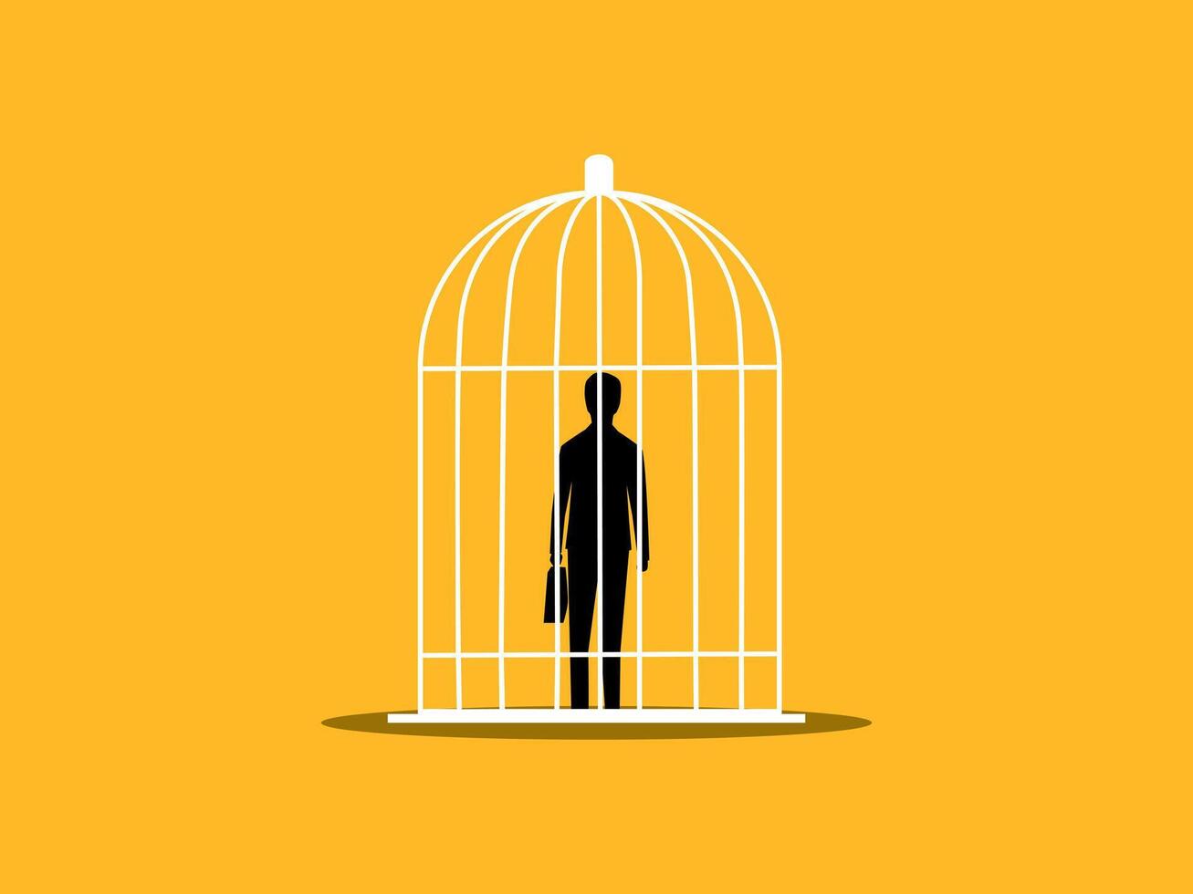 Need help, social isolation, businessman locked in a cage vector