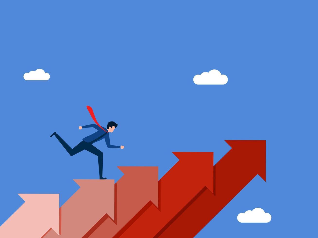 Steps to start business success , Businessman walk up red arrow vector