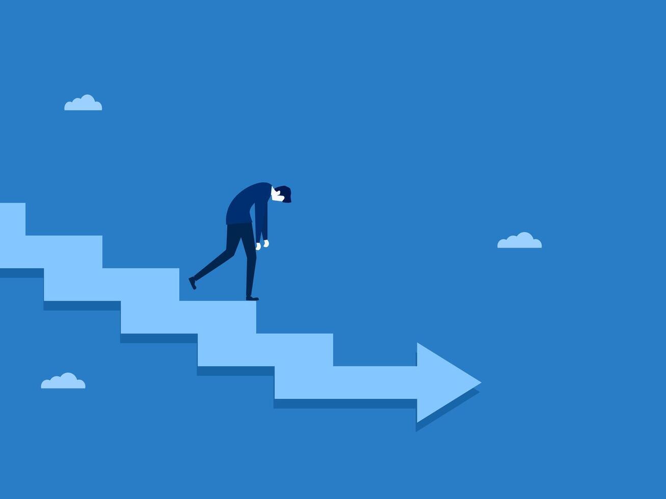 Recession. Businessman on the Ladder Leading to Collapse vector