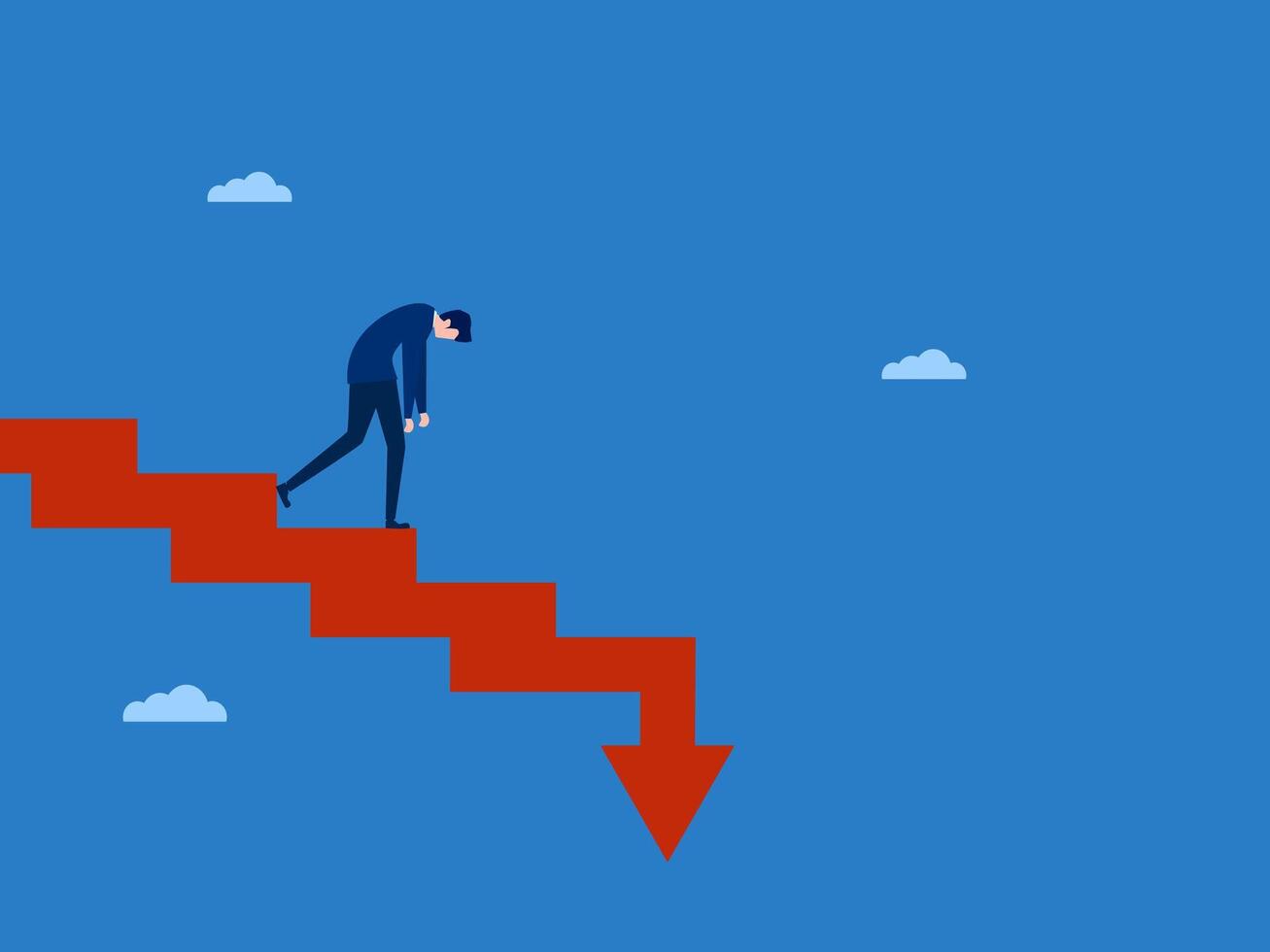 Businessman on the Ladder Leading to Collapse vector