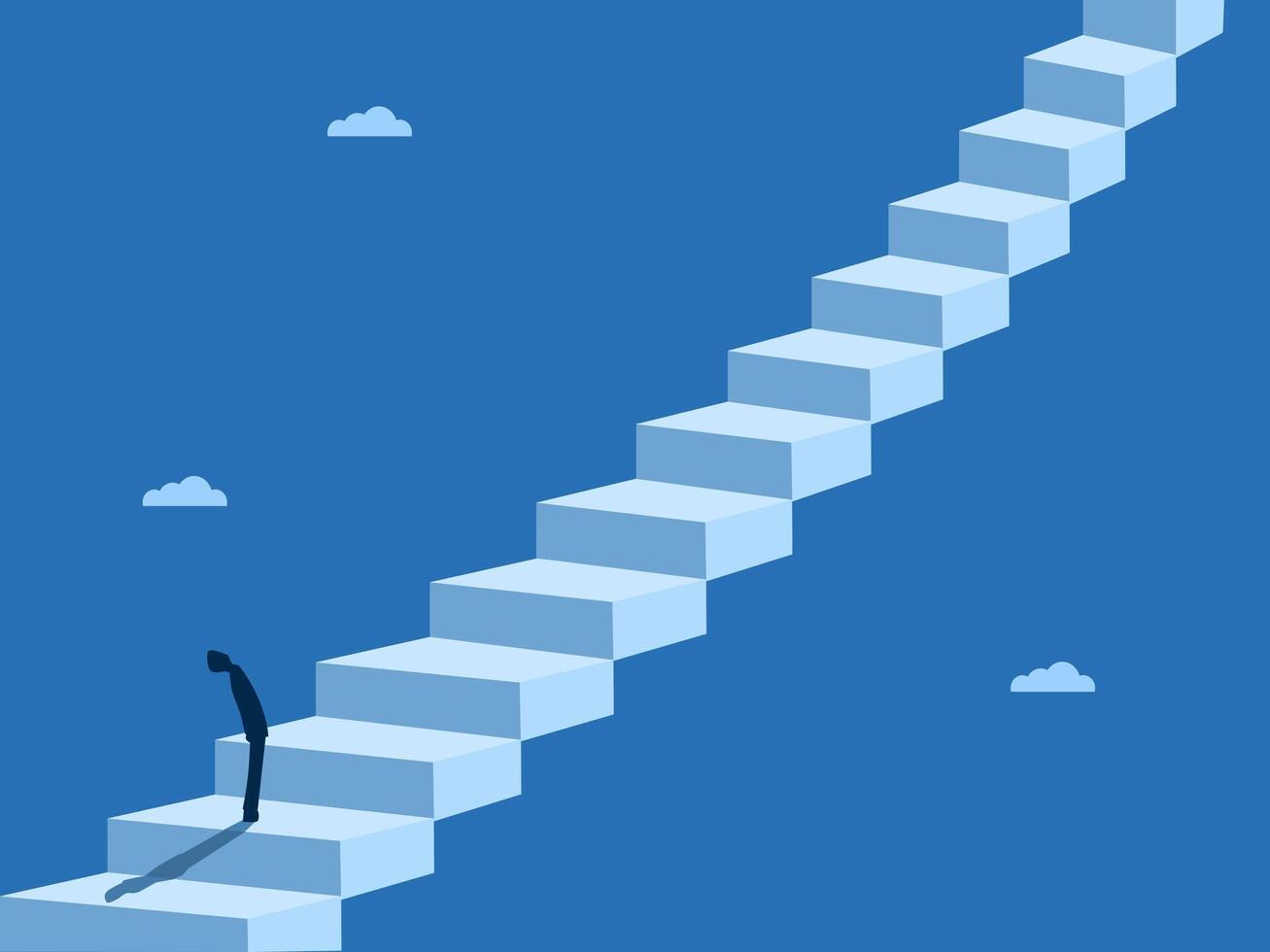 Development, Businessman climbs a long ladder vector