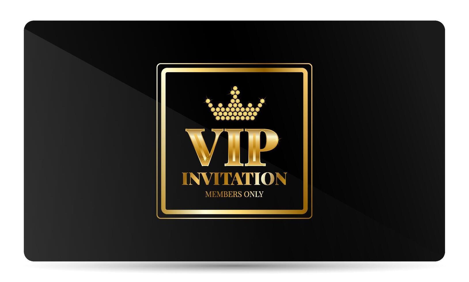 Premium VIP card template with golden elements. Elegant invitation members only. Exclusive, luxury design. illustration for concert, gym, spa, lounge vector