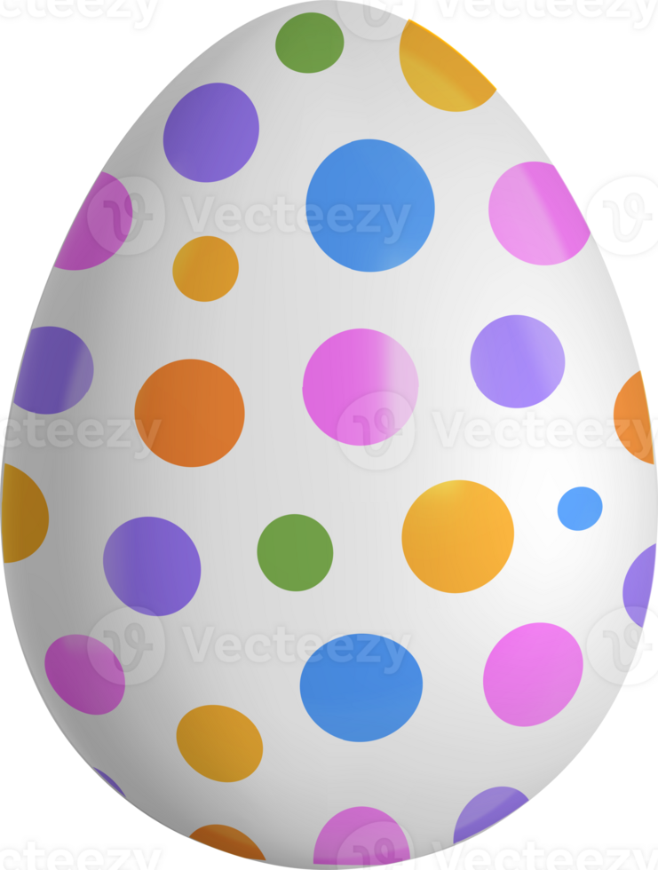 3d easter egg with colorful dots png
