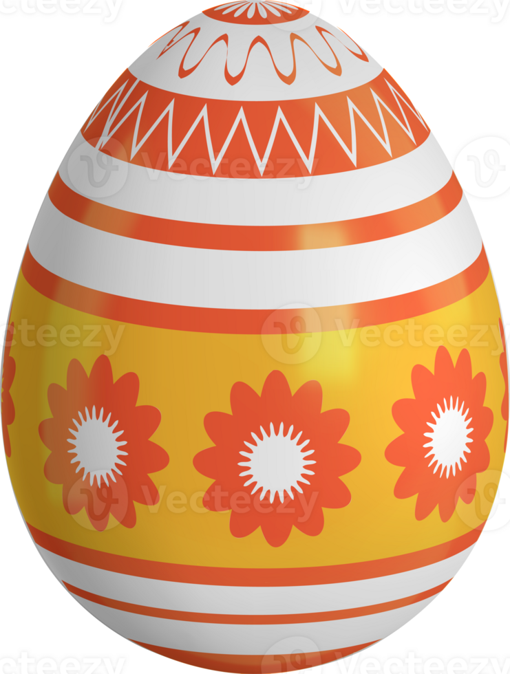 3d easter egg with colorful flowers and decorations png