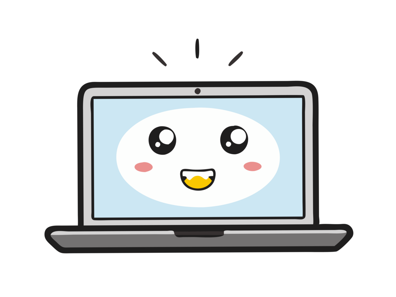 Happy laptop illustration digital artwork technology graphic design front view creative expression png