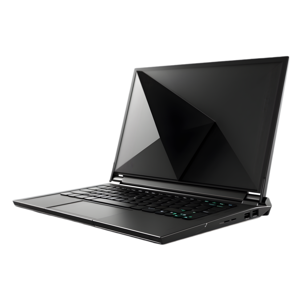 Innovative laptop showcase technology lab product photography modern environment side view high-tech features png