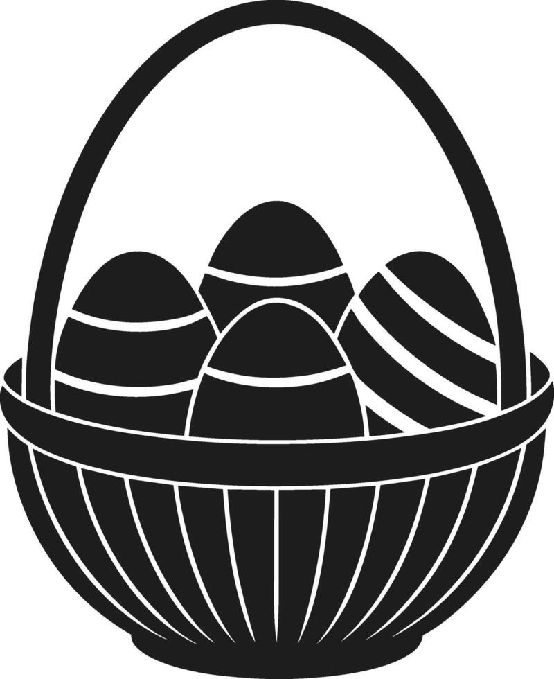 Easter Egg Basket Silhouette - Black of Decorative Egg Basket vector