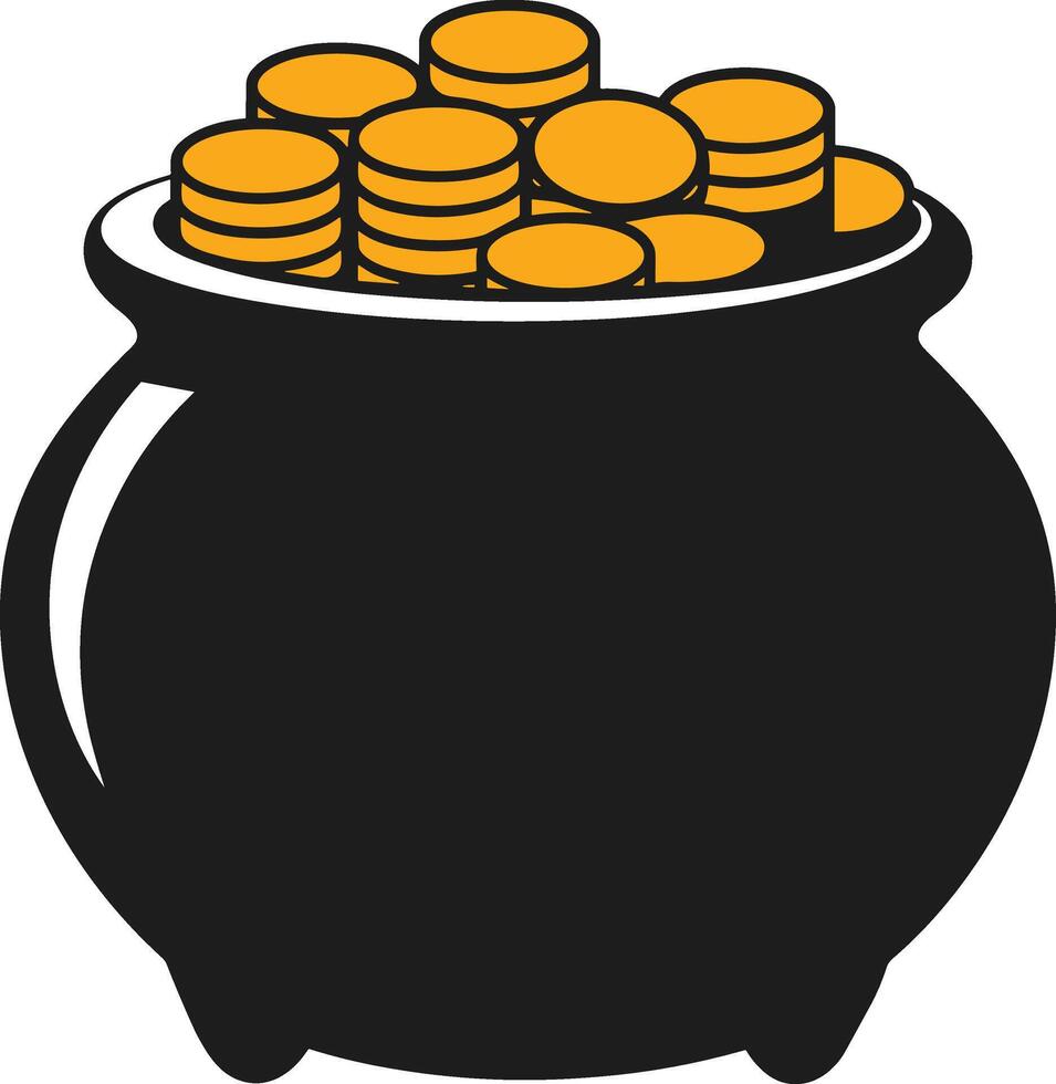 Pot of Gold Illustration - Symbol of Wealth, Fortune, and Luck vector
