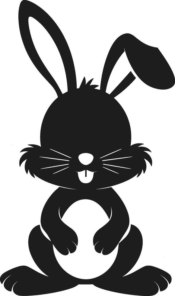 Cute Easter Bunny Silhouette - Black Cartoon Rabbit Illustration vector