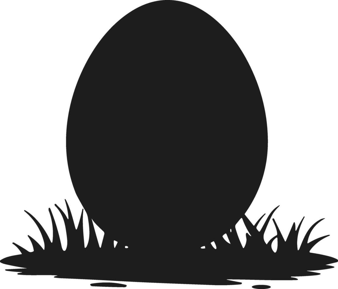 Egg in Grass Silhouette - Black Illustration vector