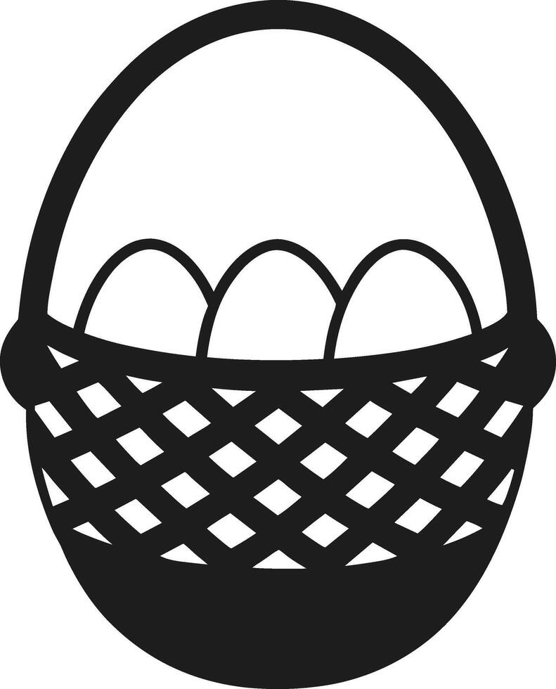Easter Egg Basket Silhouette - Black Icon of Woven Basket with Eggs vector