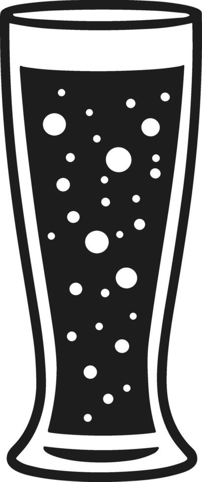 Tall Beer Glass with Bubbles Silhouette Illustration vector