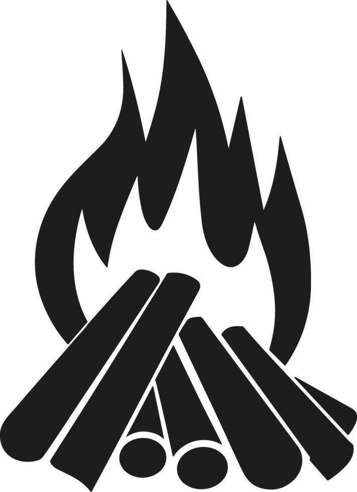 Bonfire Silhouette - Burning Firewood Icon for Camping and Festivals vector