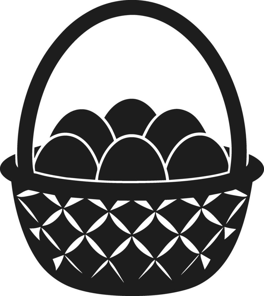 Easter Basket with Eggs Silhouette - Black Illustration vector