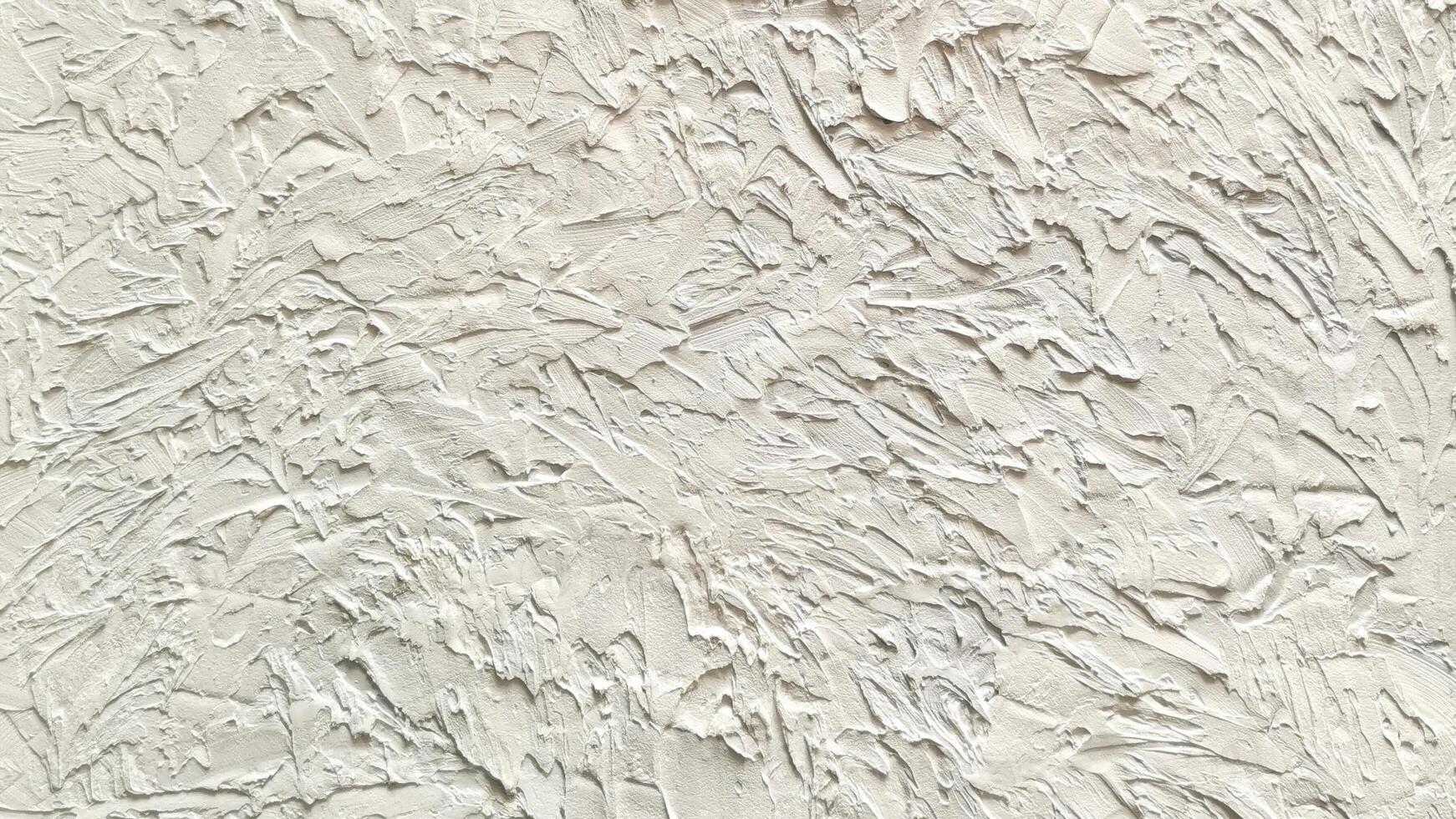 Minimalist white textured background with abstract brushstrokes, handmade. Decorative plaster, universal style for interiors, printing, graphic design photo