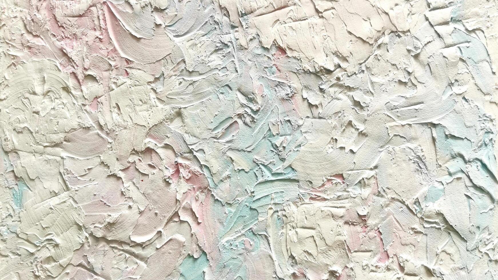 Textured plaster handmade background in pastel colors. Abstract texture with embossed brushstrokes, perfect for backgrounds, packaging, interior design and creative projects photo