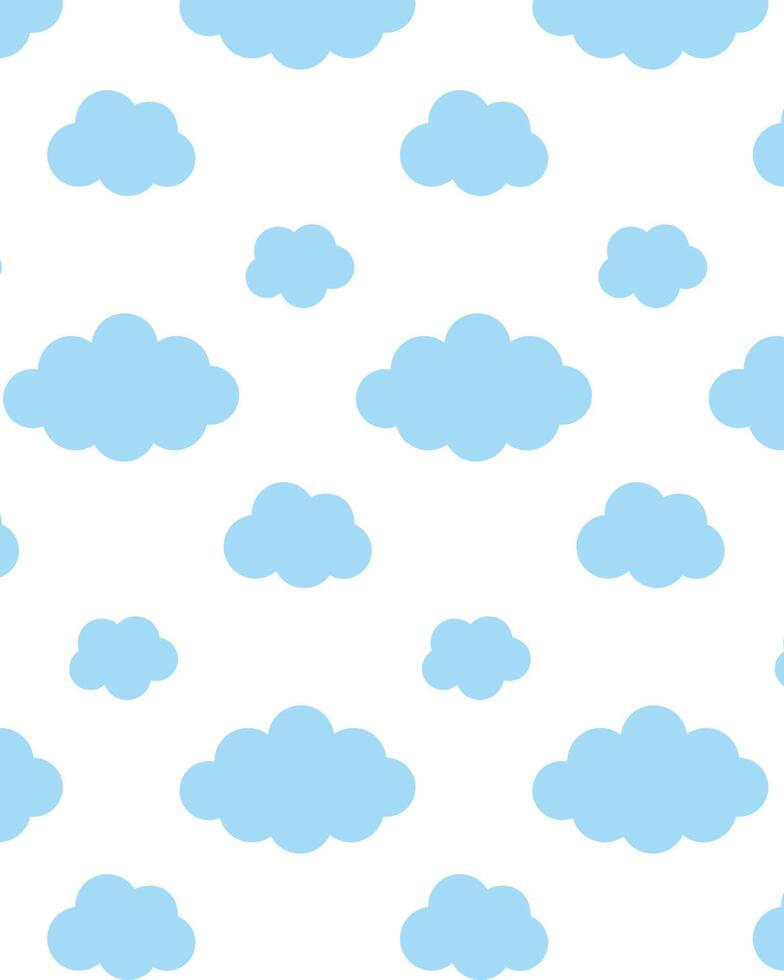 Blue clouds on white background. pattern in flat style. vector