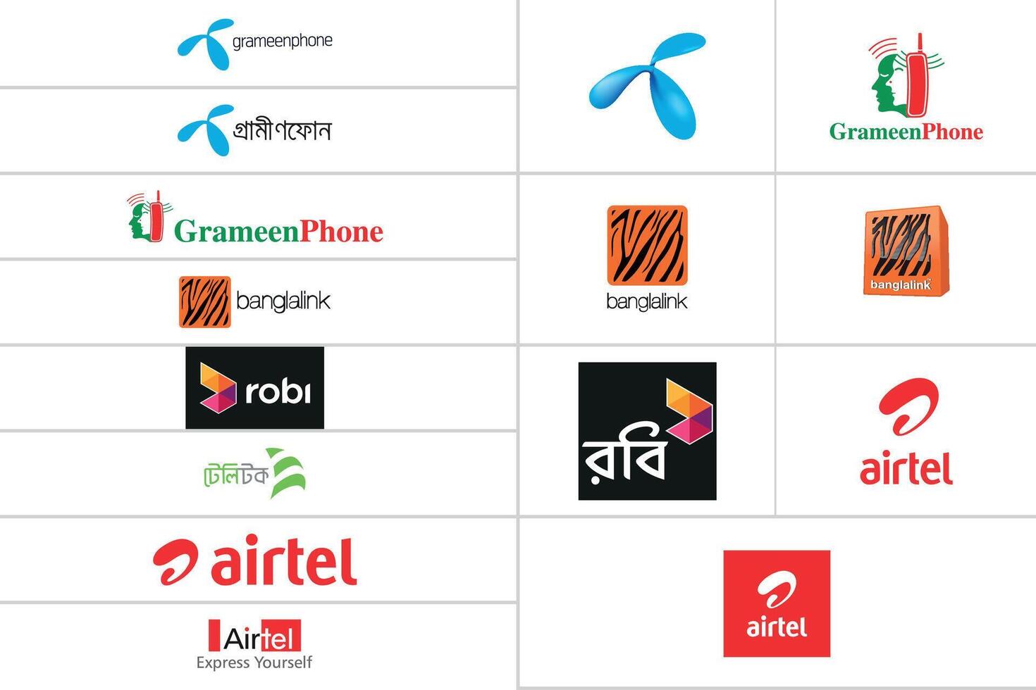 Bangladeshi BD SIM Company Logo Bundle Illustration Premium Quality vector