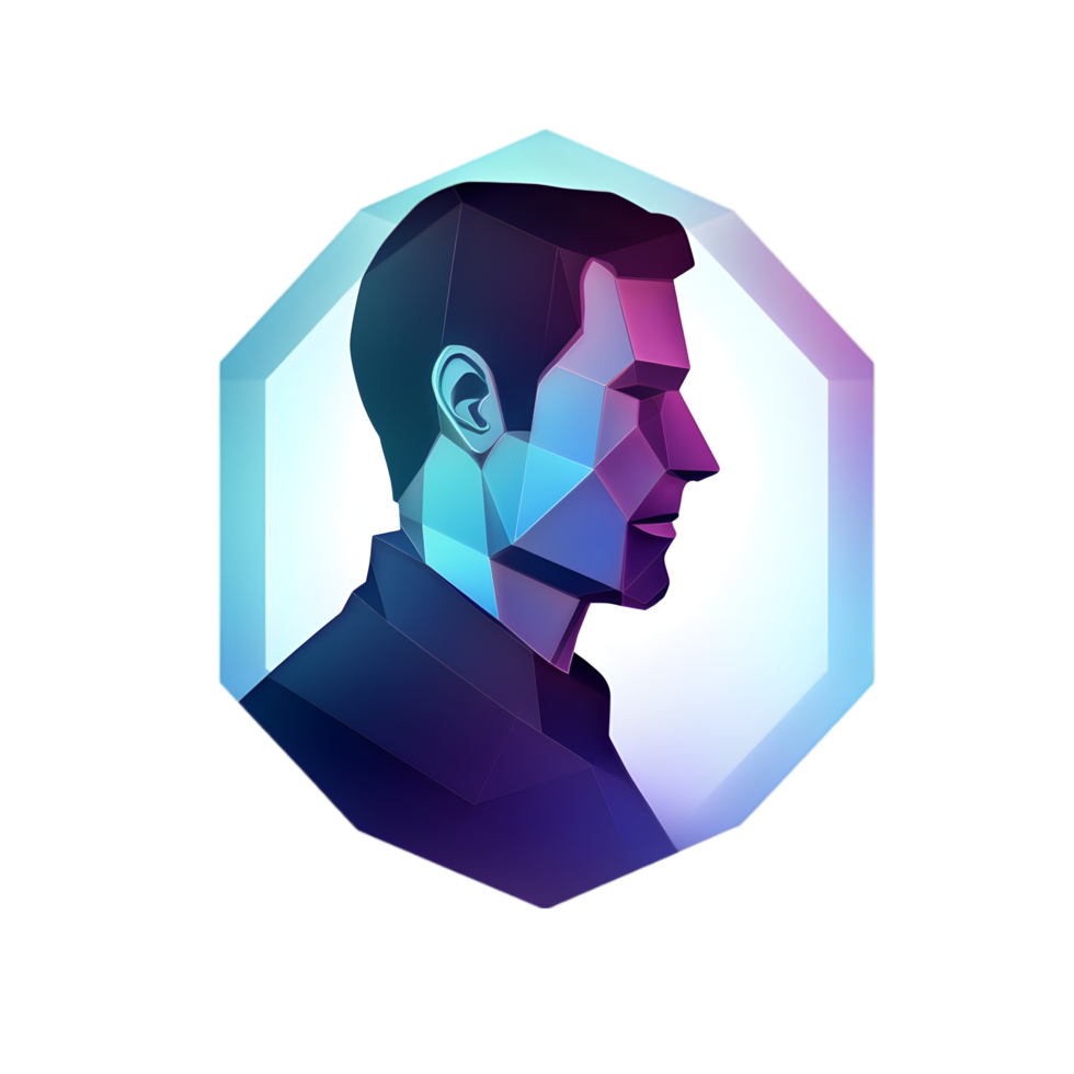 Abstract portrait design digital art modern aesthetic vibrant colors side view contemporary concept png