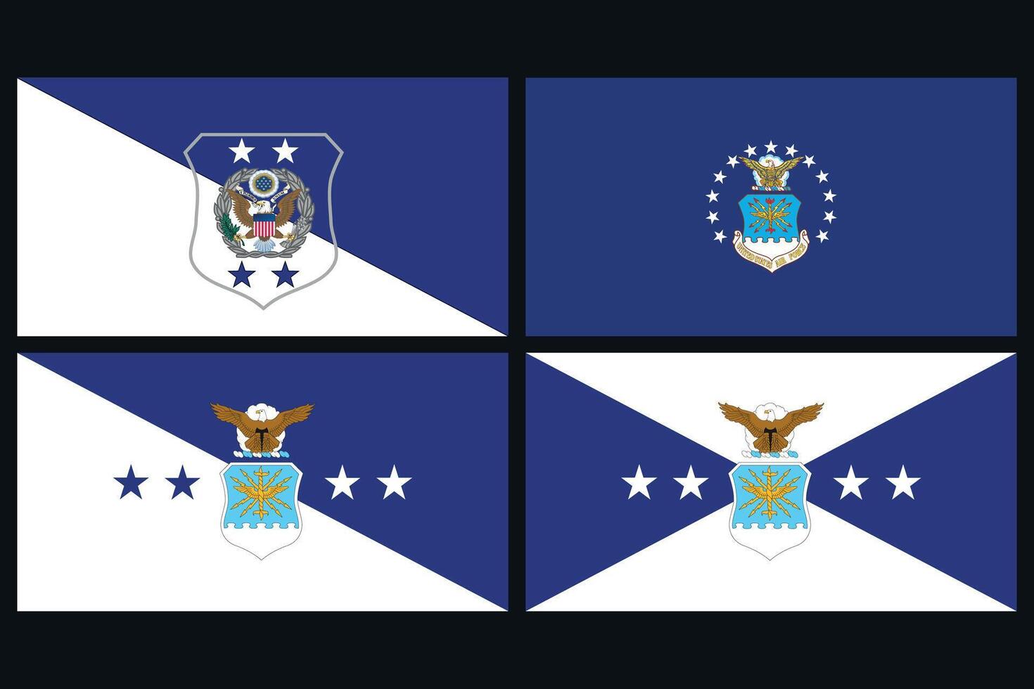 United States Chief Air Force Rank Flags Bundle Illustration Premium Quality vector