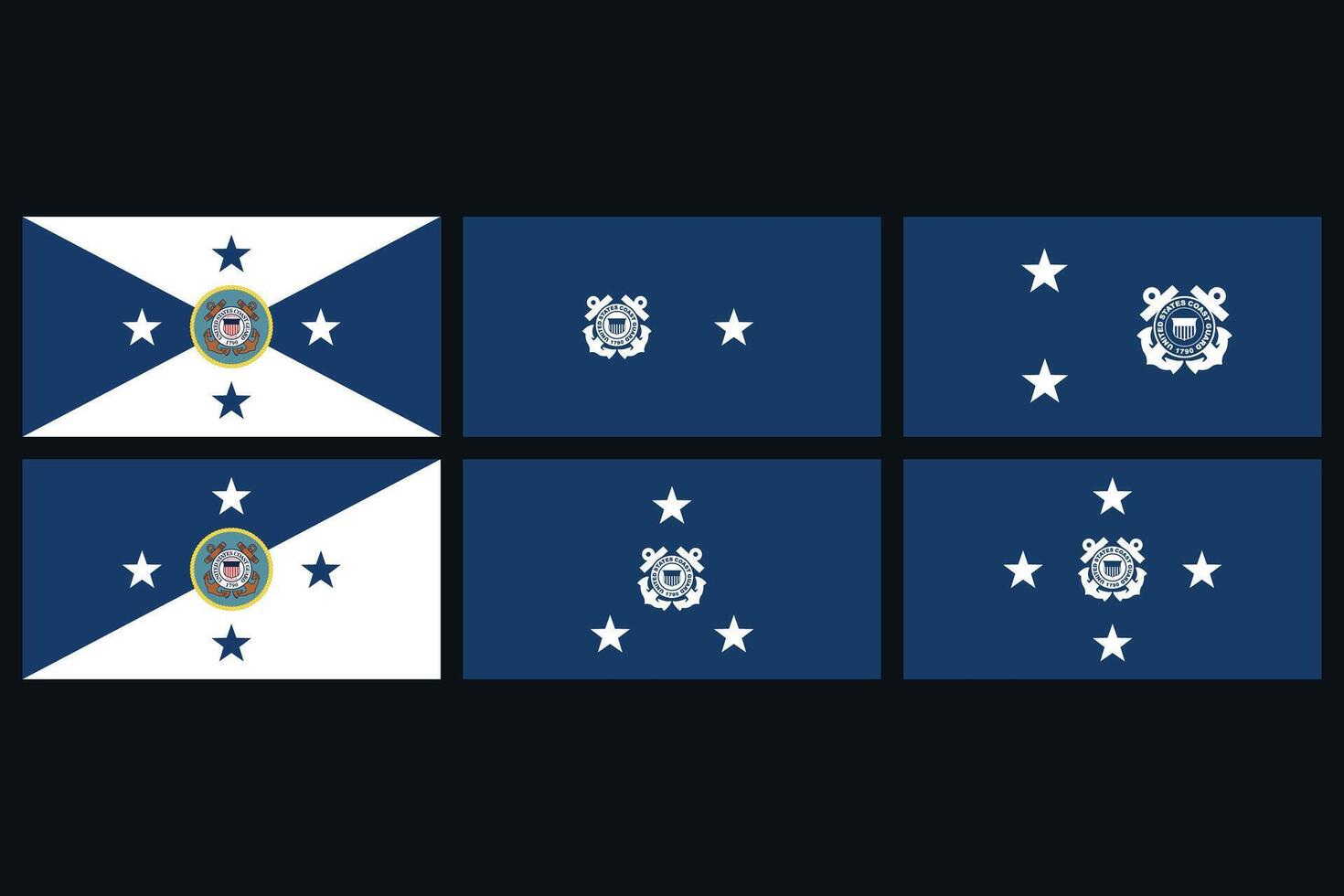 United States Coast Guard Rank Flags Bundle Illustration Premium Quality vector