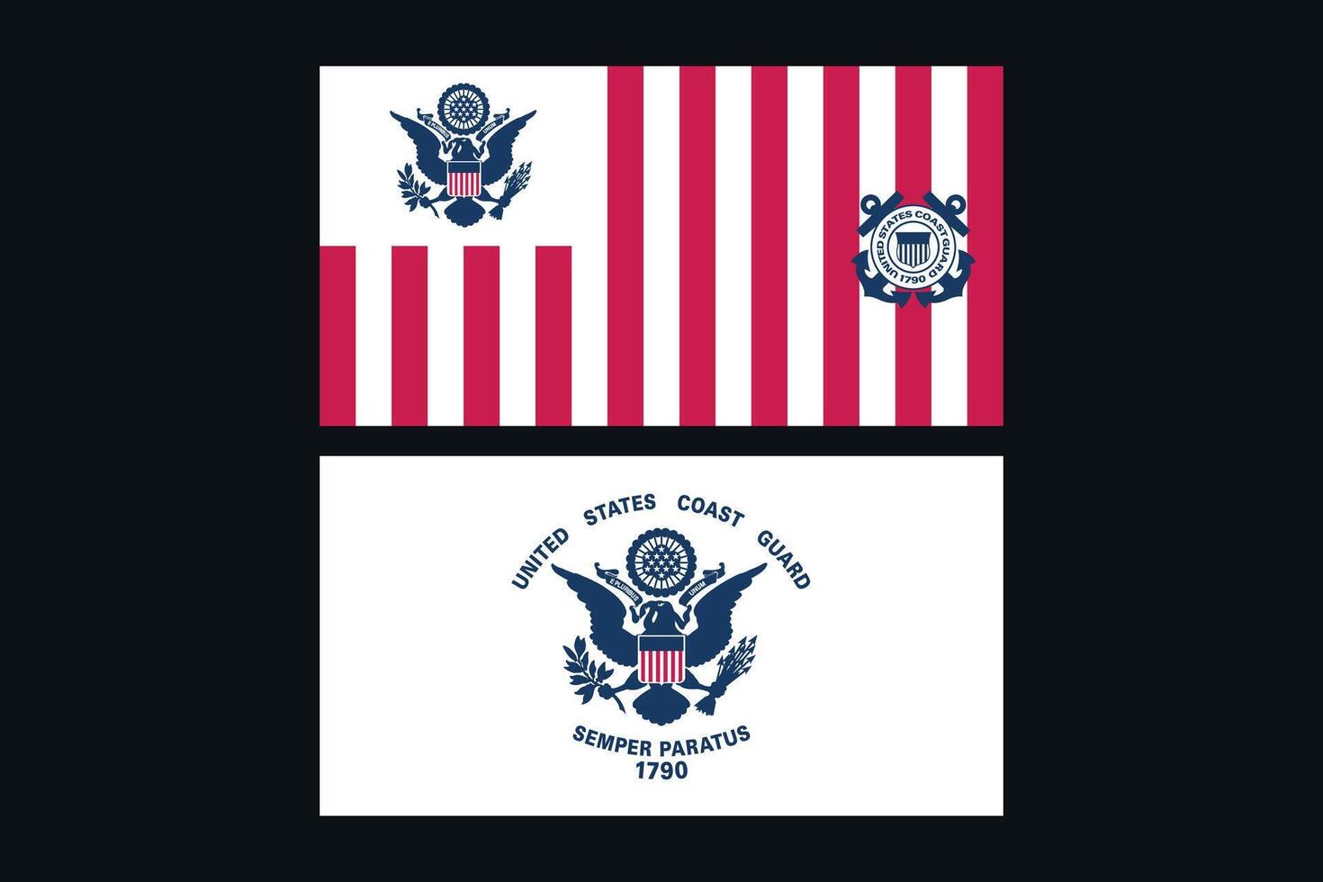 United States Coast Guard Flags Bundle Illustration Premium Quality vector