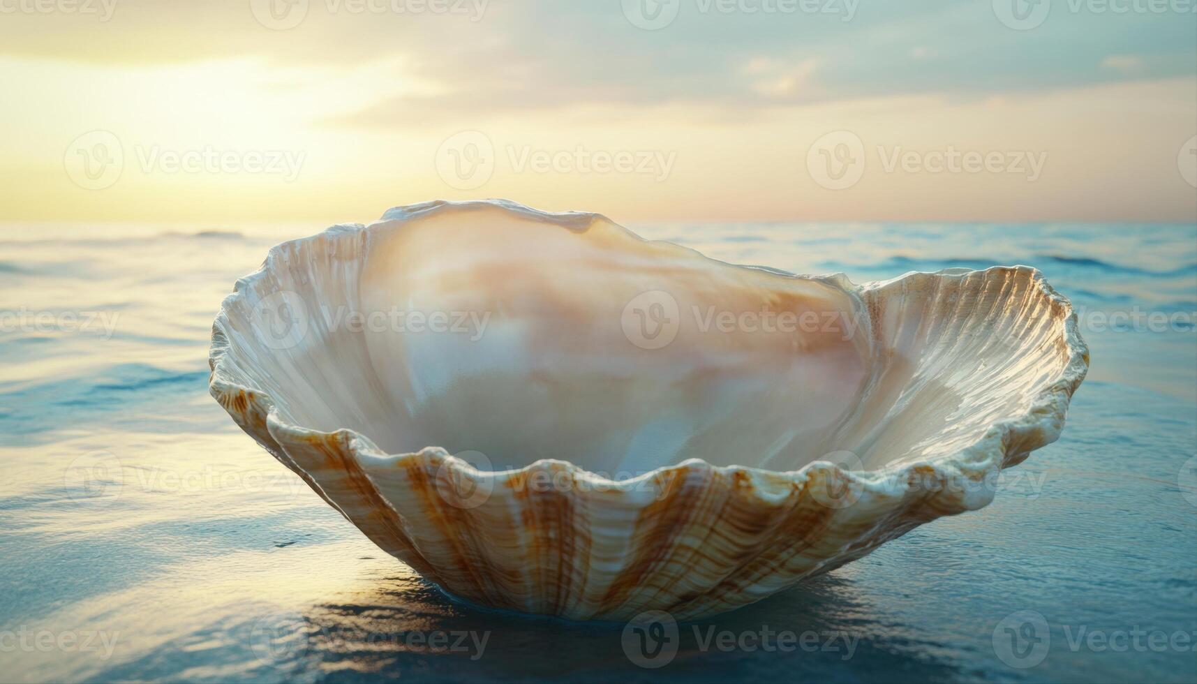 Shell on the beach at sunset photo